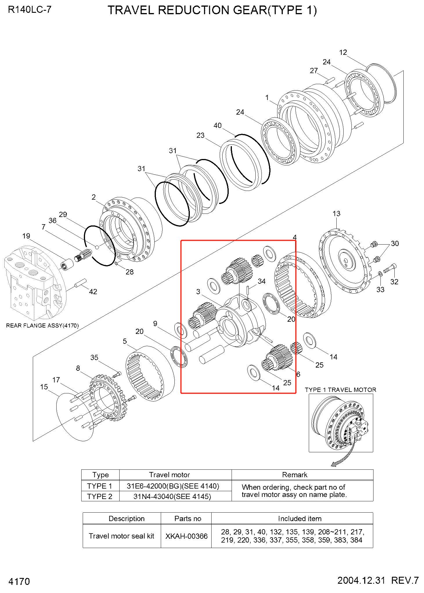 R140-7 R160-7 XKAH-00357 XKAH-00358 XKAH-00355 XKAH-00356 R140-7 CONJUNTO DE CORRIERADOR